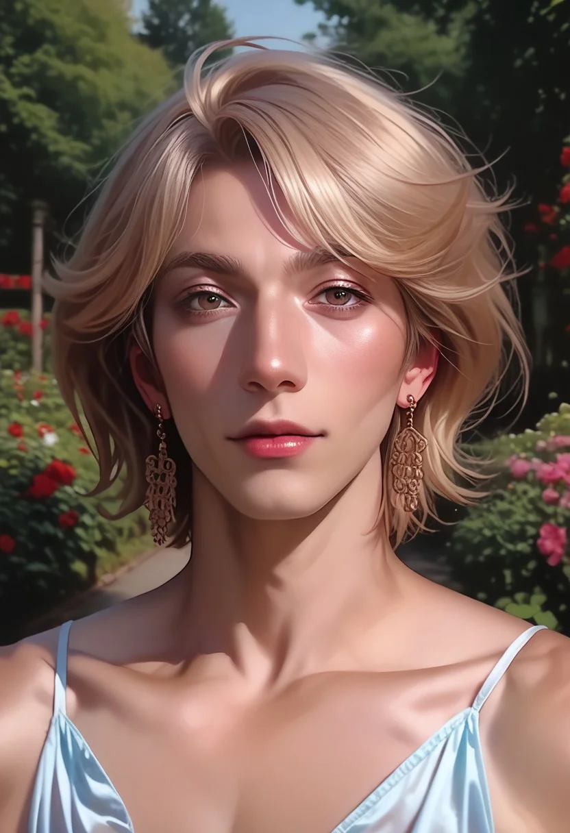 score_9, score_8_up, score_7_up, rating_safe,
a photo of Enza Sagata, enzasag, otoko no ko, crossdress, solo_male, looking at viewer, portrait, nature, garden,