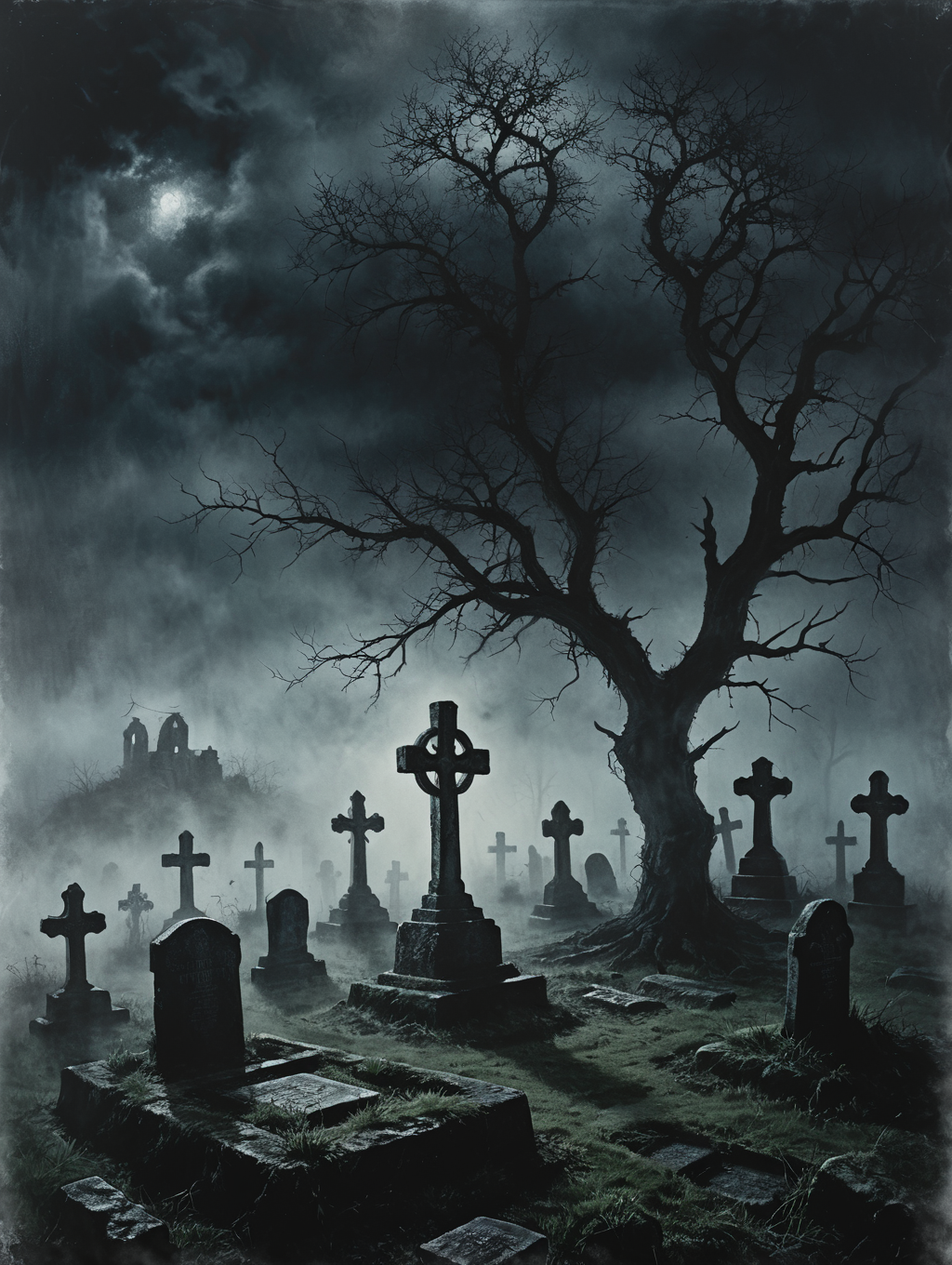 oil painting , 
an irish stone cross surrounded by ancient gravestones,
34K uhd, masterpiece, high detail, 8k, intricate, detailed, high resolution, high res, high quality, <lora:add-detail-xl:1.8>, highly detailed, Extremely high-resolution details, fine texture,