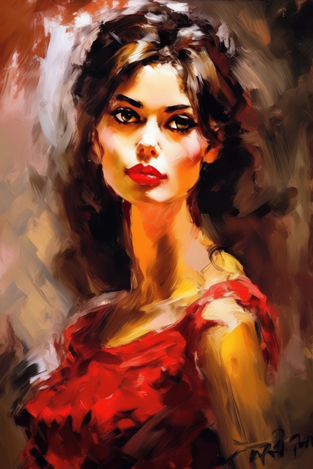 <lora:Andrew Atroshenko Style:1>Andrew Atroshenko Style - Portrait of beautiful model oil painting style with visible brush strokes