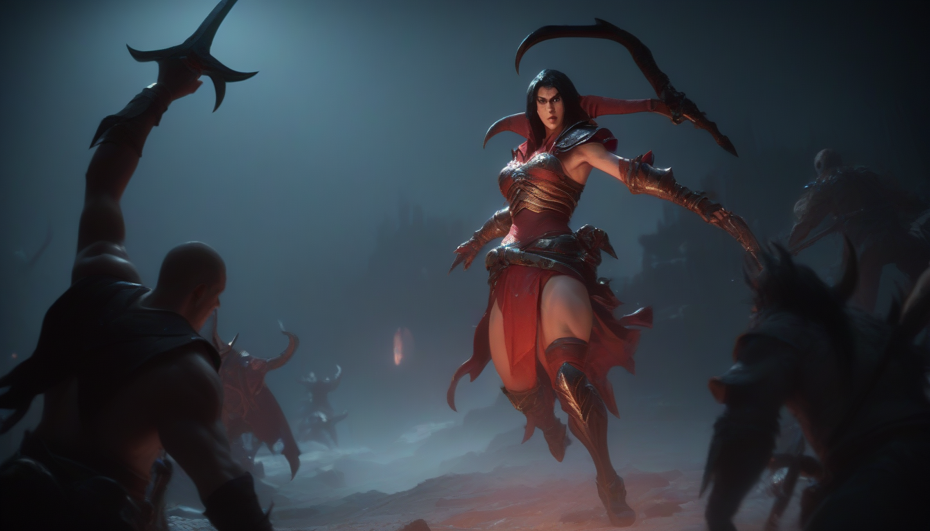 Cinematic scene,  diablo 4, rogue, action pose <lora:diablo_4_rogue_v0.0.1:1>