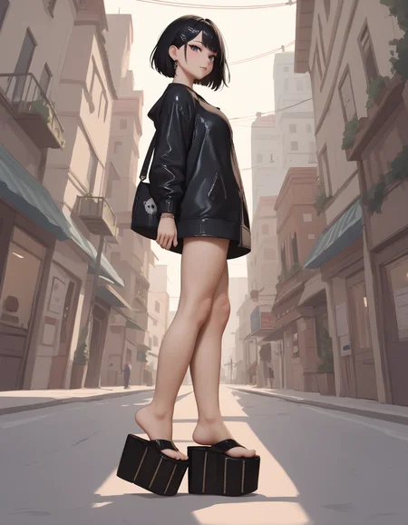 score_9, score_8_up, score_7_up, score_6_up, score_5_up, score_4_up,
from side,
1girl,
walking,
goth,
short hair,
(z1p1t platform flip flops),
low angle,
black hair,
looking at viewer,
embedding:zPDXL2 ,