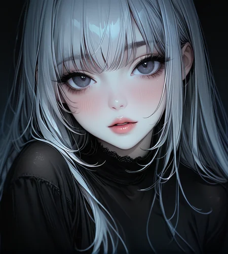 masterpiece,high resolution,8k,
3xpression,,1girl, ,black clothes,,upper body,white hair,lips,nose,dark eyes
<lora:emogirlXL:0.6>,3xpression,