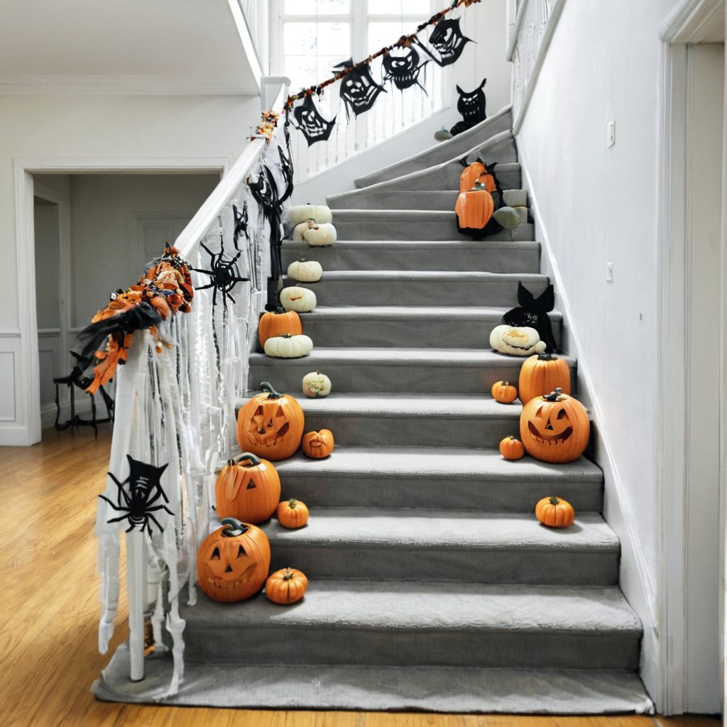 staircase decorated for halloween <lora:Halloween_XL:1>