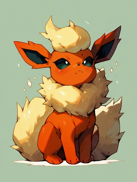 score_9, score_8_up, score_7_up, score_6_up, score_5_up, <lora:bkomadoriXLP:1> bkomadori, solo, flareon,