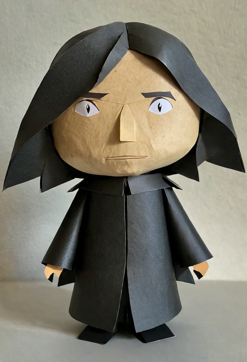 made out of ral-ppr, papercraft, paper, severus snape, <lora:ral-ppr-sdxl:0.7>, positive emotional, professional fine composition, beautiful composition, dramatic, fertile, confident, extremely stylish, cinematic, beautiful