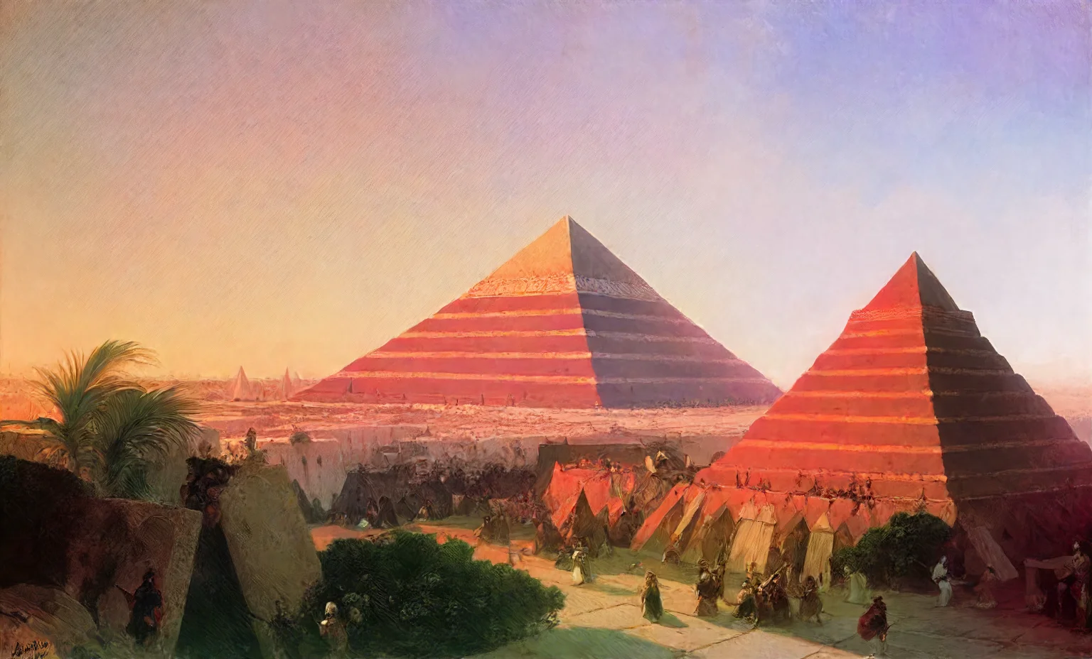 <lora:aivazovsky_pony_v2:1> The Great Pyramid of Giza by Aivazovsky Ivan in 1862,landscape \(genre\),Romanticism \(style\),The Great Pyramid of Giza, score_9, score_6_up, score_7_up