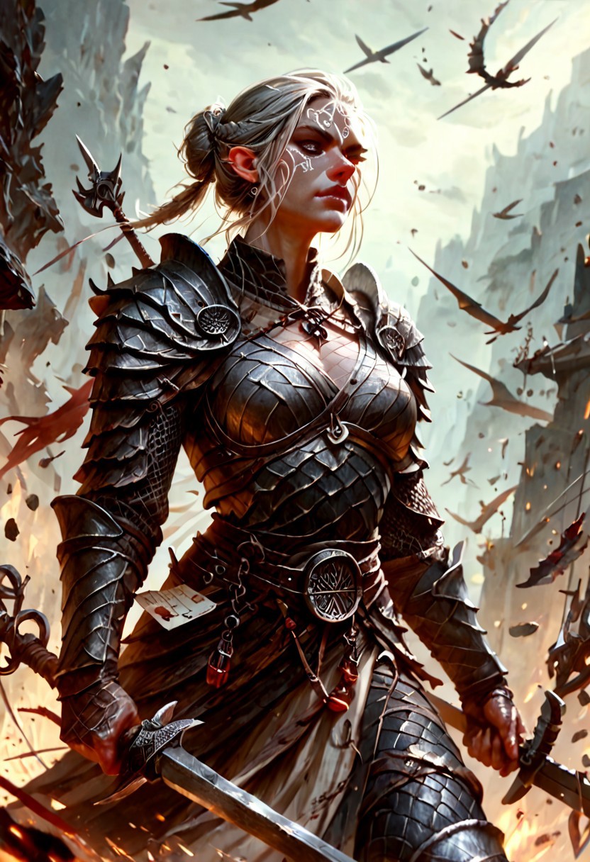 score_9, score_8_up, 8, score_7_up, score_6_up, solo,  dungeons and dragons monster , dutch angle, scale mail armor, 40 year old, FFAOR, dungeons and dragons, ab0m