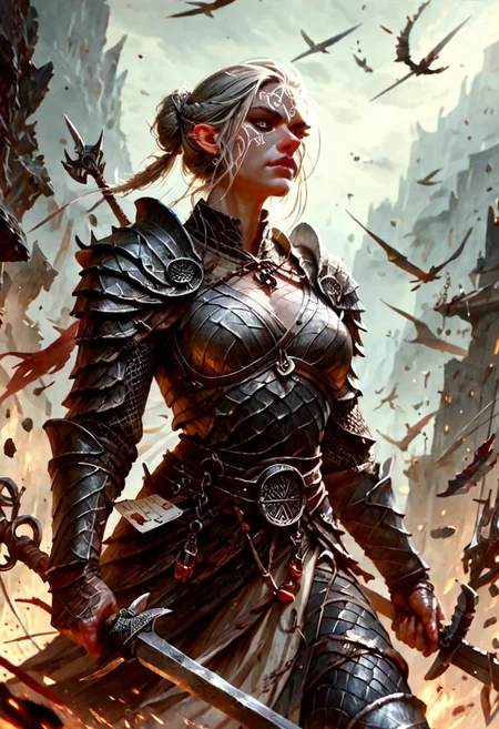 score_9, score_8_up, 8, score_7_up, score_6_up, solo, dungeons and dragons monster , dutch angle, scale mail armor, 40 year old, FFAOR, dungeons and dragons, ab0m