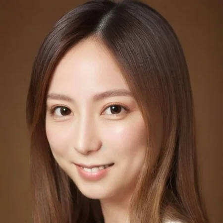 ow cut, A Beautiful Chinese Woman, Mid-twenty ,masterpiece,bestquality,highlydetailed,ultra-detailed, realistic, photorealistic, small mouth, smile lines, Straight medium hair, fair skin, dark blonde  hair, detailed eyes, detailed iris, long eyelashes , slender, small breast