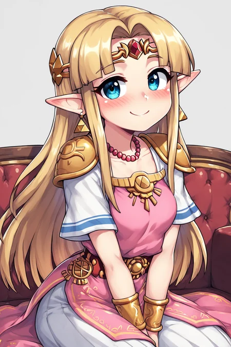 score_9, score_8_up, score_8, medium breasts, (curvy), cute, eyelashes, BREAK, , BREAK, <lora:UltimatePrincessZelda_PDXL_v1:0.8>, zzUZelda, blonde hair, jewelry, dress, pink tabard, triforce, circlet, armor, earrings, necklace, shoulder armor, tiara,, ,,, hand between legs, blush, smug, ,,, smile, looking at viewer, blush, blurry, couch, sitting, ,,, <lora:HaseYu_PDXL:0.8>, ,,,, BREAK, smile, looking at viewer, cowboy shot, embedding:zPDXL, Expressiveh, <lora:SDXLFaeTastic2400:0.5>, <lora:Expressive_H-000001:0.4>,