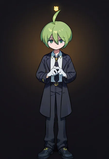 1 boy,
score_9, score_8_up, score_7_up, masterpiece, best quality, amazing quality, best aesthetic, ,absurdres,intricate details, aaron, green eyes, green hair, ahoge, <lora:EMS-380018-EMS:1.000000>
20-year-old man wearing a classic plain white dress shirt under a long, elegant black Chester coat. He is in the middle of putting on a pair of pristine white gloves, creating a refined and cool atmosphere. The background is completely white and minimalistic to emphasize the outfit. His pose is natural and confident, capturing the moment he gently slips his fingers into the glove. The lighting is soft, highlighting the texture of the coat and gloves. His expression is composed and slightly mysterious, adding a fashionable, high-end look.
Extend one hand forward,