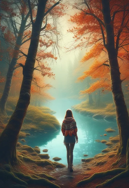 ChristmasSweater, world, forest, river, model, beautiful colours