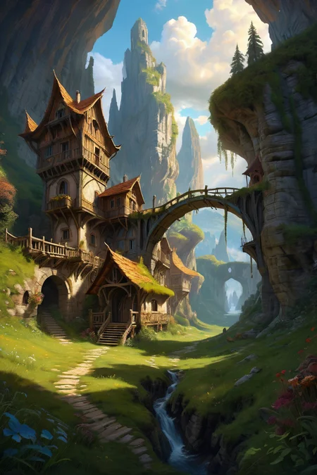 abandoned elf village in forest, crumbling houses, crystal canyon ruins where fossilized wood beams refract rainbow bridges, the cliffs echoing with mineral resonance chants, cinematic view, epic sky, detailed, concept art, low angle, high detail, warm lighting, volumetric, godrays, vivid, beautiful, trending on artstation, by jordan grimmer, huge scene, grass, art greg rutkowski,
<lora:detailed_notrigger:0.7>, <lora:add-detail-xl:0.3>, oil painting art style from Renaissance period, masterful composition, Renaissance mood, renaissance oil painting, brush strokes, Baroque art style, dynamic composition, dramatic lighting, rich colors, intricate details, professional-grade execution, captures the grandeur and theatricality of the Baroque period