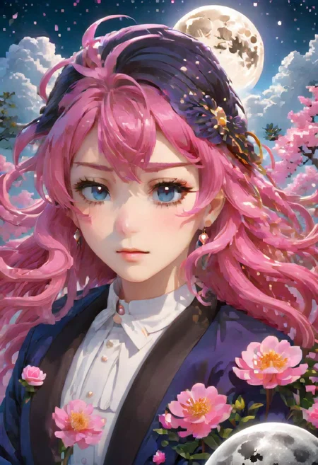 (masterpiece), (best quality), (ultra-detailed), stunning fantasy artwork blending Japanese and magical elements, featuring a Animal with gravity-defying long, their pink petals contrasting with the dark night sky and a crescent moon casting a soft glow, with a serene body of water reflecting the moonlight in the background; created in a highly detailed and vibrant style, balancing realism with fantastical elements, and a rich color palette of reds, pinks, and deep blues, evoking an atmosphere of mystery, beauty, and a touch of danger (assassinkahb style, a black and white photo, japanese writing on the back, solo, white background, jacket, monochrome, upper body, greyscale, male focus, long hair in wind, weapon, clothes writing:1.4),undefined, illustration, disheveled hair, detailed eyes, perfect composition, moist skin, intricate details, earrings, by wlop, photograph , 50mm . cinematic 4k epic detailed 4k epic detailed photograph shot on kodak detailed cinematic hbo dark moody, 35mm photo, grainy, vignette, vintage, Kodachrome, Lomography, stained, highly detailed, found footage