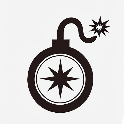 <lora:gmic_bptbv1-000014:1>,93icon\(93ic1\),a bomb with a burning fuse,solo,simple background,white background,monochrome,no humans,