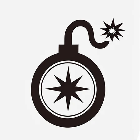 <lora:gmic_bptbv1-000014:1>,93icon\(93ic1\),a bomb with a burning fuse,solo,simple background,white background,monochrome,no humans,