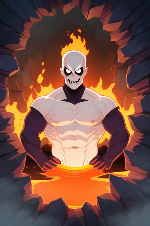 score_9,score_8_up,score_7_up,score_6_up,score_5_up,score_4_up,source digital BREAK (melt lava wall),hole,man ghost rider,fire,dark forest,foggy,moon,hands on hips,upper body,looking at viewer,  <lora:sdxlpony_hole-000007:1:lbw=1,1,1,1,1,0,0,1,0,1,1,1,1,1,1,0,1,0,0,0,1,1,1,1,1,1>