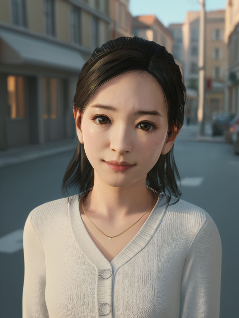 score_9, score_8_up,score_7_up,1girl, <lora:Sawa_Yoko:1>sawa yoko, on the street,3d,smile,