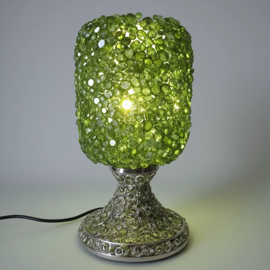 lamp, made out of hud_per1d0t_wrld, green gem, glittering, fantastical, whimsical, <lora:peridot:1>