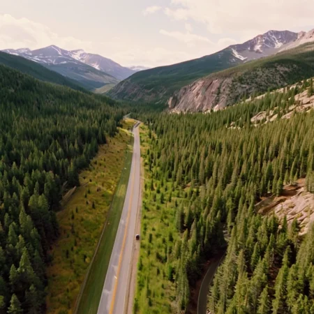 UHD, 4k, ultra detailed, cinematic, a photograph of <lora:perfection style:0.5> <lora:detailed:0.5> perfection detailed
<lora:The Shining film style:0.9>
<lora:1980's style:0.4>
High angle from above, In the 1980's in the Colorado Rocky Mountains a long road winding through a forest filled with trees,outdoors,day,tree,no humans,traditional media,grass,plant,nature,scenery,power lines , cinematic, film, kodak, The Shining film style, epic, beautiful lighting, inpsiring