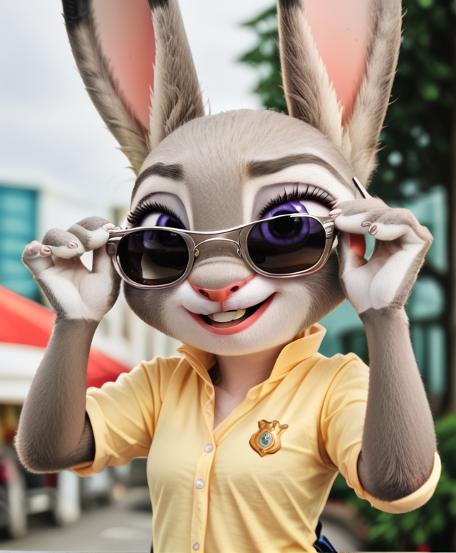 score_9, score_8_up, score_7_up,  <lora:pulling_sunglasses_down:1>, pulling sunglasses down,  Judy Hopps