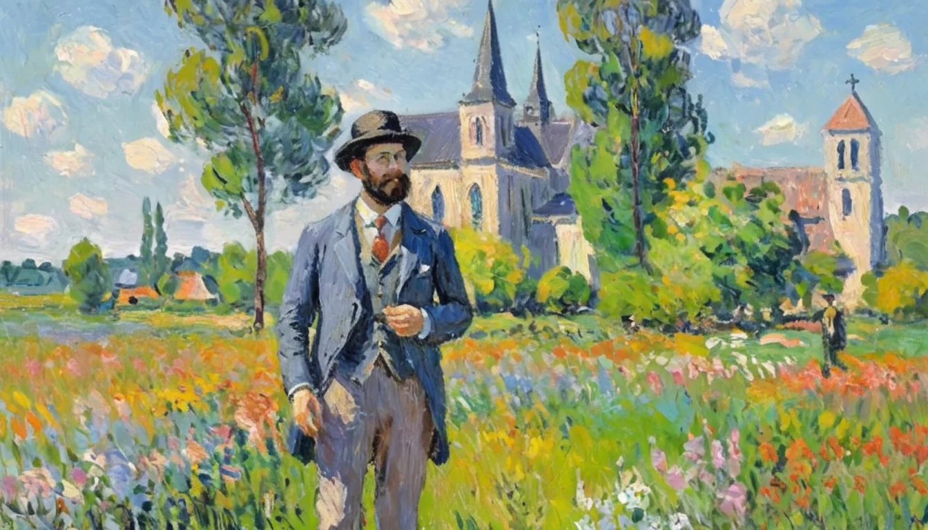 Positiv Clip L
impressionist painting oilpainting of a  ,  (in the style of Claude Monet), a man in a field with a hat and a suit on, looking at a flowered field with a church in the background
Positive Clip G
impressionist painting oilpainting of a   ,  (in the style of Claude Monet), a man in a field with a hat and a suit on, looking at a flowered field with a church in the background
---------