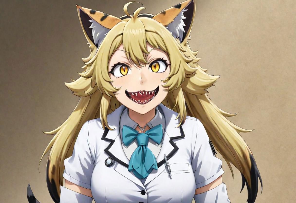 2d,anime,kemono friends, scientists have finally succeeded in creating a catgirl, but its a hideous fleshmutant abomination