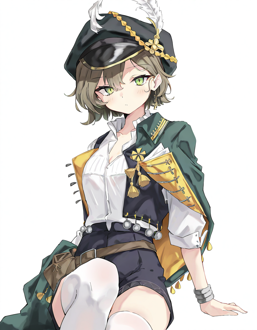 1girl,solo,looking at viewer,xugouji,simple background,white background,cowboy shot,sitting,<lora:xugouji-000008:1>,, masterpiece, best quality, very aesthetic, absurdres,newest, incredibly absurdres,, toshizou \(0714\)