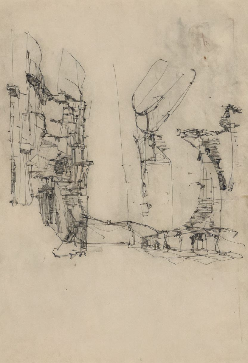 a professional hand sketch of architecture,
(POV view , DOF, first people view from the entrance, low angle shot:1.4),
(Ancient civilization, Alien Prometheus movie scene, dune movie scene:1.5), (The colonial city of the future, in the mist-filled Grand Canyon, on an unknown Earth-like planet, 2 moon on sky, Spaceship flight connects colonies, waterfulls:1.3), (Machu Picchu, a mountain settlement, incredibly spectacular:1.2), (Mario Botta:1.3), (avant-garde, future, reality, science fiction, photorealistic), (modern architecture:1.2), White limestone with black granite, fountain, waterfall, landmark, square, path, narrow street,
(Large Files, Ultra Realistic, 8K, 16k, FHD, HD, VFX, Perfect, Photography, composition, Architecture Sales Photography, Architecture Competition, Ultra High Resolution, Cinematography, High Resolution Image:1.1), (dramatic lighting, direct sunlight, ray tracing, clear shadow:1.2),  (real landscape:1.1), (blurred background:1.0), (urban background, more_details) ,
great lighting, extremely detailed, hillscastel, Neo Classic, Architecture sketch