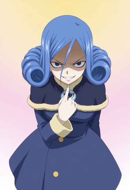 masterpiece, best quality, amazing quality, anime coloring, anime screencap, 1girl, <lora:DX888JuviaIL:1>juvia lockser, blue hair, curly hair, blue eyes, purple dress, coat dress, medium dress BREAK colorful background gradient background, BREAK pointing at self, from above,, dynamic pose, angry, v-shaped eyebrows, crazy smile, crazy eyes, , malice, wrapped smile, shaded face,