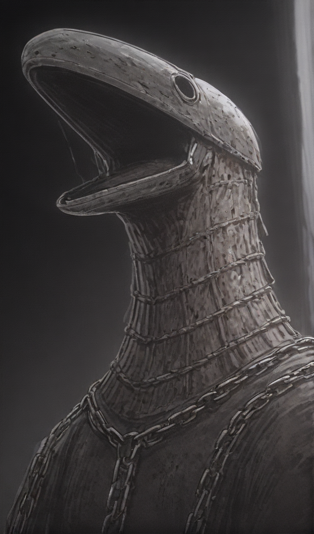 (score_9, score_8_up, score_7_up),  
 <lora:HorrorAnime:.7>,
masterpiece, plague doctor portrait, dark alley, gas lamp light, leather mask, glassy eyes, gothic outfit, curved beak, weathered texture, smoke effects, dark shadows, brass details, dried flowers, rusty chains, plague marks
