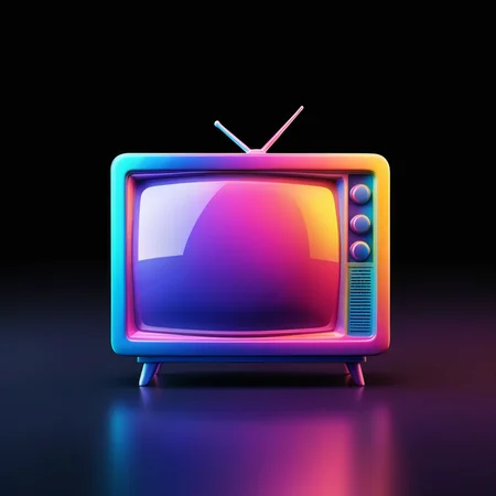 j_icon,a TV set,gradient color,black background,