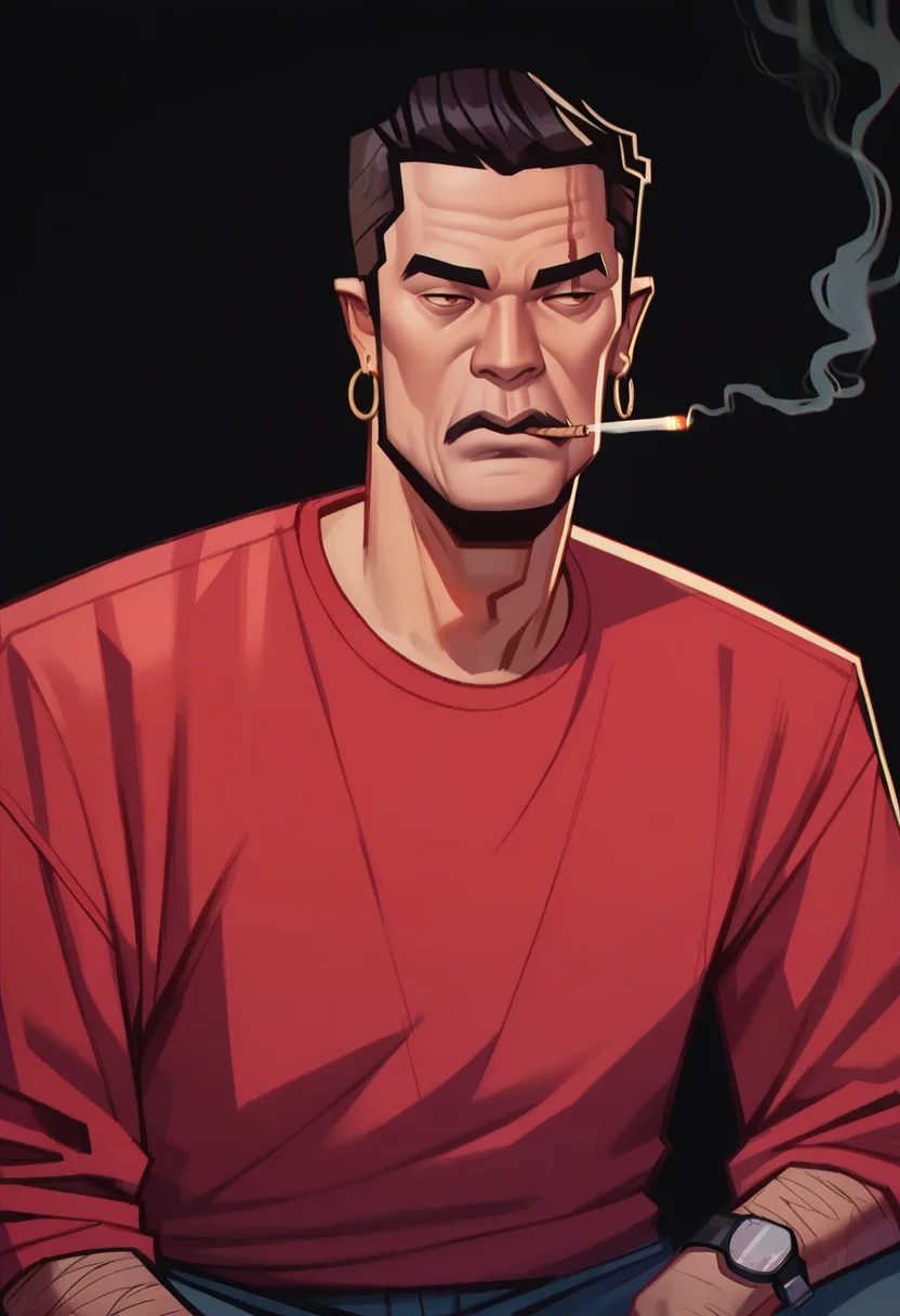 score_9, score_8_up, score_7_up, score_6_up, score_9, score_8_up, score_8, SH_Style, RobVal, 1man, asian, old, smoking, dark background, <lora:Sheeps_Styles:1.0>