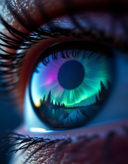 <lora:ImageUpgraderV2:0.9> Ultra-realistic extreme close-up of a human eye, where the primary focus is on the pupil. The reflection within the pupil dominates the image, vividly capturing a breathtaking night sky with swirling northern lights in shades of green, purple, and blue. The glowing aurora borealis is sharply detailed, as if the lights are dancing within the eye itself. The rest of the eye and surrounding skin are slightly out of focus, drawing all attention to the mesmerizing reflection of the night sky. The image conveys a sense of deep connection between the eye and the vast, mysterious beauty of the northern lights., closeup portrait photography, beautiful eyes, capturing emotion, personality, flattering lighting, professional, engaging, compelling composition