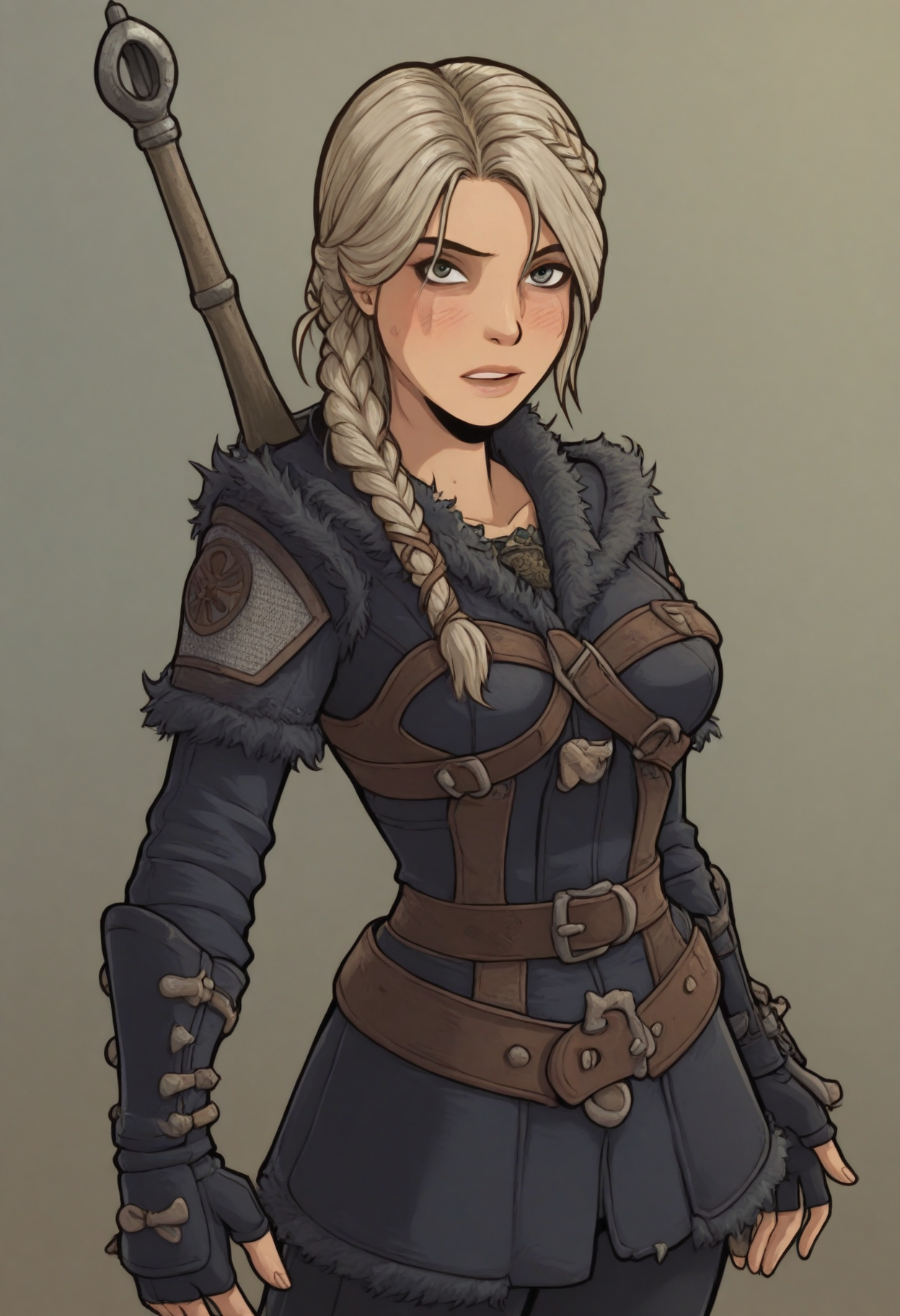 masterpiece, best quality, amazing quality, absurdres, , cw4, armor,  cowboy shot, ,  <lora:ciriWitcher4Illustrious:1>  <lora:Akabur_Illustrious:1> Akaburstyle
