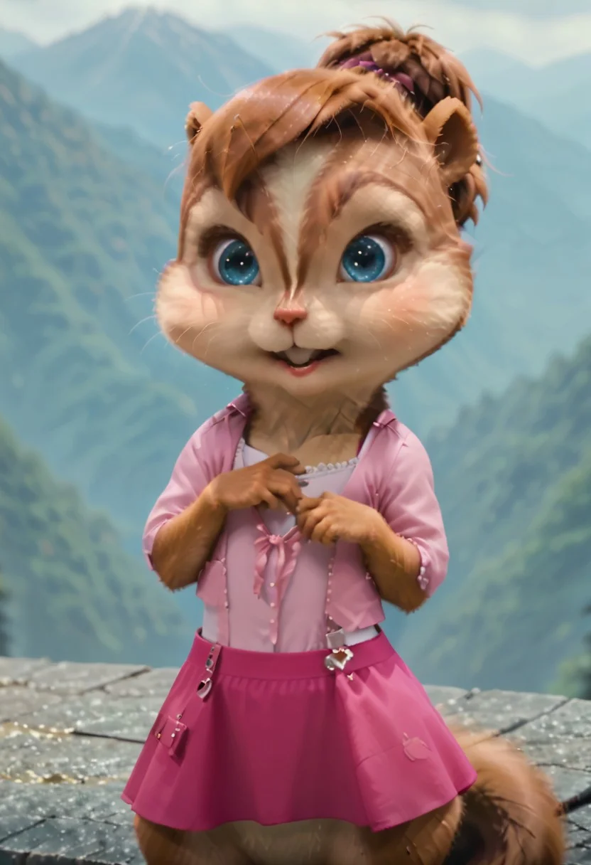 Score_9, score_8_up, score_7_up, source_furry, brittany miller, chipmunk, chipmunk girl, furry female, furry, 3d, render, movie screencap, blue eyes, white background,Standing tall, the sexuality of the character,Surprise , slight fright , pressed her hand to her chest,introduction to the viewer behind , expressive and lively look, in a pink skirt, clear and good quality, depth of drawing <lora:Brittany_Miller__Alvin_and_the_Chipmunks__CG_Movie_version:0.8>