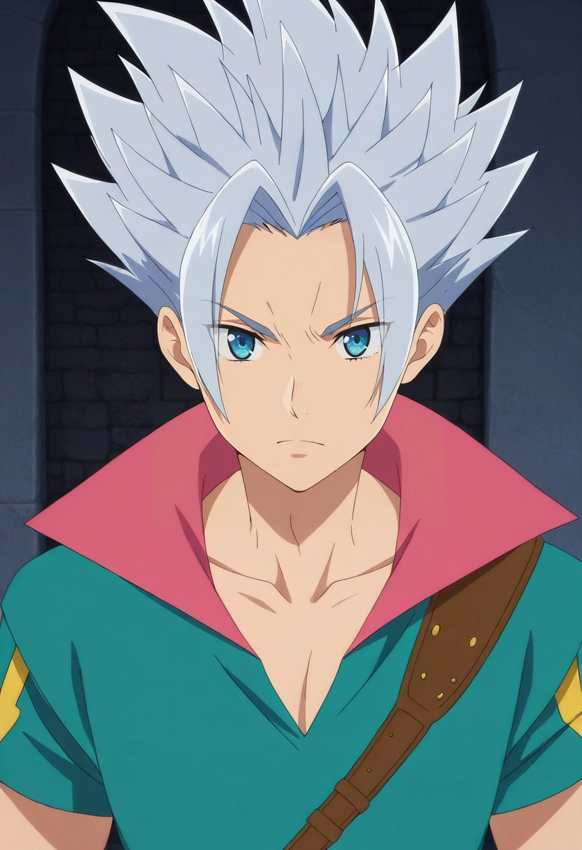 masterpiece, best quality, intricate details, anime screencap, anime coloring, official style, looking at viewer, 1boy, solo, male focus, <lora:arden_nnt_ilxl:0.92>, arden_nnt, grey hair, blue eyes, short hair, spiked hair, , ,