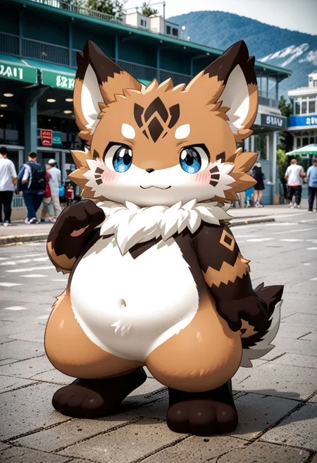 score_9, score_8_up, score_7_up, ((((sdgs4yne0by zuppu11)))), photo background, 1boy, furry, kemono, cute, solo, full body, zPDXL3