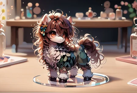 score_9, score_8_up, score_8_up, 1boy, masterpiece, <lora:MegaFluffyPonyV2:1>,
megafluffypony, furry, fluffy, full body, pony, feral, green and black fur, brown hair, brown eyes, masculine, annoyed, behind the bar, coffee, croissants,
(acrylic box), acrylic tile,fullbody