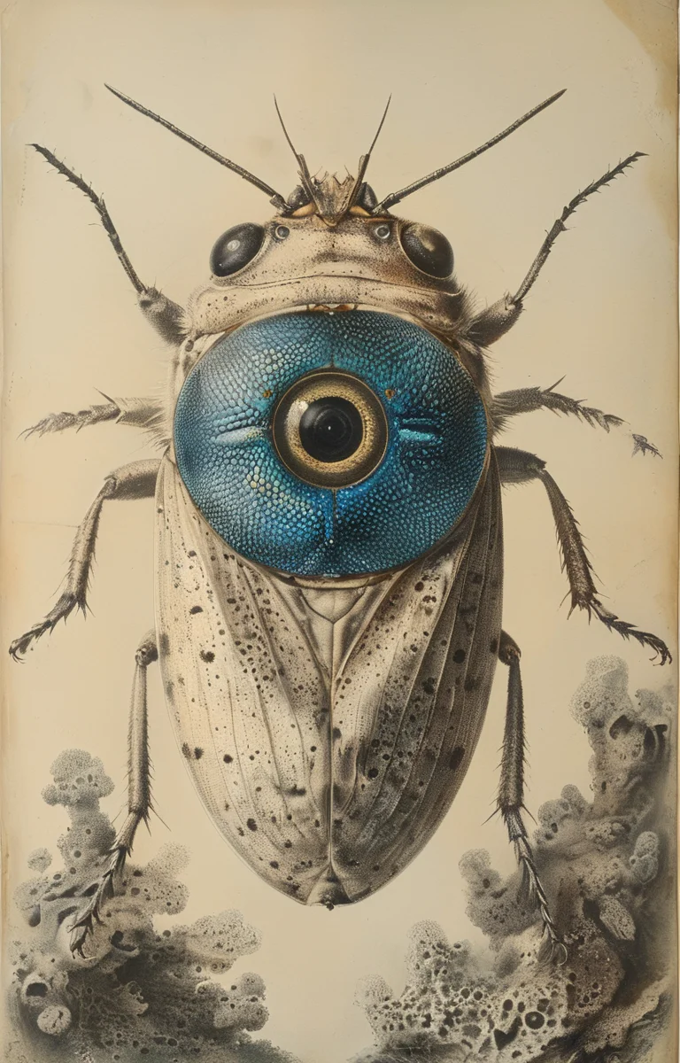 masterpiece,best quality,<lora:tbh248-sdxl:0.8>,illustration,style of Micrographia,cell:1.5,Microscopic compound eye,