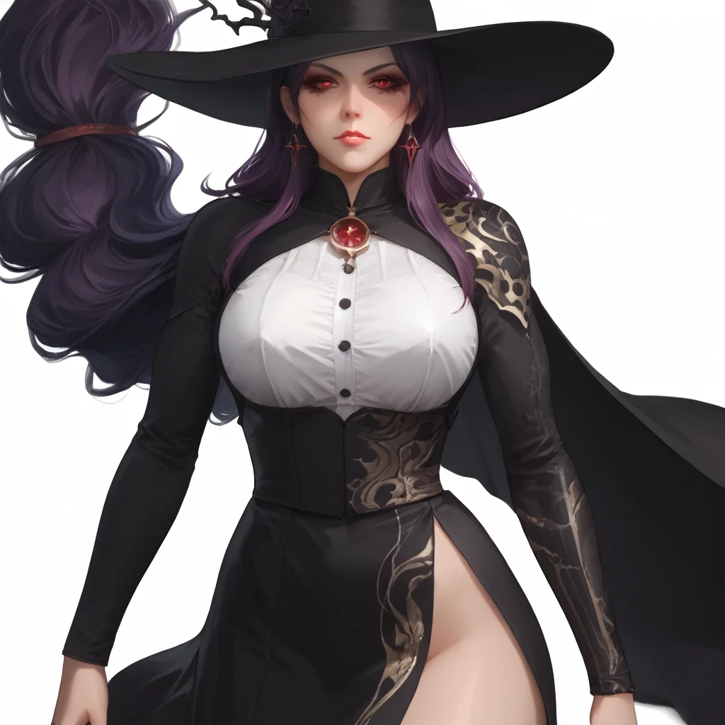 realcumAI,lausum,fcNeg-neg,1vyv4l3nt1n3,bhands-neg,NSFW,<lora:wodeipoi:0.8>,score_9,wodeipoi,<lora:Artgerm_XL_PONY>,<lora:add-detail-xl>,<lora:3d:0.6>,
A highly detailed and realistic art style typical of 90s Japanese anime,directed by Yoshiaki Kawajiri. The character,Vampire Hunter D,is depicted with finely sculpted features,including high cheekbones,a sharp jawline,and piercing,slightly almond-shaped eyes. His expression is cold and enigmatic,emphasizing his mysterious and regal demeanor.,
He wears an elaborate,gothic-inspired outfit consisting of a wide-brimmed hat,a long flowing black cape,and intricate armor adorned with detailed patterns and textures. The clothing is richly decorated,with fine embroidery and metallic accents that catch the light,adding to the character's imposing and elegant appearance. The color palette for his attire includes deep blacks,grays,and subtle metallic hues,contributing to the dark and brooding aesthetic.,
The female characters also exhibit a high level of detail in their design. They have delicate facial features,with expressive eyes and elegantly styled hair. Their clothing is often intricately designed,blending gothic and futuristic elements. This includes tight-fitting bodysuits,flowing dresses with high collars,and accessories such as lace gloves and ornate jewelry. The fabric textures are meticulously rendered,with a mix of matte and glossy surfaces that enhance the visual richness.,
Overall,the visual style combines realistic and detailed artwork with gothic and dystopian themes,creating a dark,atmospheric,and visually captivating experience. The focus on intricate costume design and detailed character features highlights the sophisticated and haunting beauty of the characters in Vampire Hunter D.,
navel,absolute_territory,groin,slender_waist,huge breasts,unbuttoned clothes,collarbonea,bare shoulders,curvy,plump,glamor,tall,muscular,1girl,girl,female,mature_female,adult,