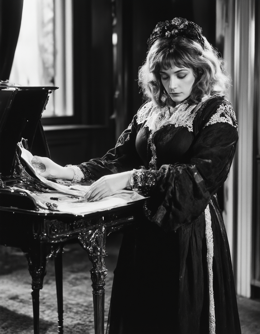 Full body shot  of pretty mature 45yo woman, <lora:1900s_Drama_Movie:1>, ArsMovieStill, movie still from a 1900s drama movie, <lora:kobzar:1>