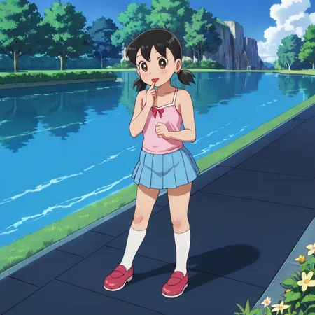 outdoors, <lora:shizuka.pony:1> shizuka, aaa
