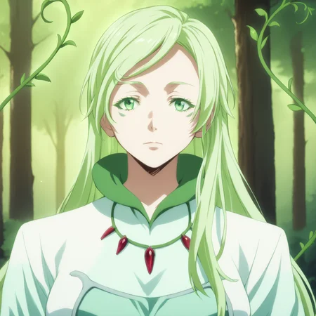<lora:SlimesDryad:1>, score_9, score_8_up, score_7_up, slimes_SDryad, solo, woman, portrait, forest background