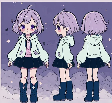 <lora:character-sheet:1.3> chara-sheet, chibi, boots, blush, simple background <lora:KaibastyleV1:1> kaibacharacter, pink hair, winged puffy hoodie, (blue frilly skirt), long striped socks, purple eyes, (masterpiece:1.5, best quality), 8k wallpaper, highres, high resolution,HDR.UHD,Highly detailed, extreme detail <lora:GoodHands-beta2:0.8>