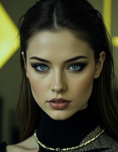 architectural style (dark mood masterpiece Photography:1.2), portrait of a mysterious Buffy Summers, with blue eyes and dark make up, dark eyeliner, she has sensuous lips, looking seductively, naughty. The extreme realism focuses on her detailed skin, showing fine textures and natural highlights. photography masterpiece, modern, irresistible beauty, fuzzy lighting, dark mood, unusual composition, use of negative space, (rule of thirds composition), simmetry, mysterious, emotional, flirting, groundbreaking unrivaled opus with unrivaled details, (Chartreuse color scheme), highly detailed, melancholic, low-light hyper detailed photography, catchlights, extremely high-resolution details, photographic, realism pushed to extreme, fine texture, incredibly lifelike, angle from above,style by luis royo . clean lines, geometric shapes, minimalist, modern, architectural drawing, highly detailed