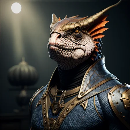 a fantz creature|(shark:0.5) portrait with a scfi costume, dynamic composition, cinematic lighting, warm and vibrant colors, art by Sam Weber and Michael C Hayes, 8k, trending on artstation, hyper detailed, cinematic, <lora:Creature_Design2_V1:0.8>