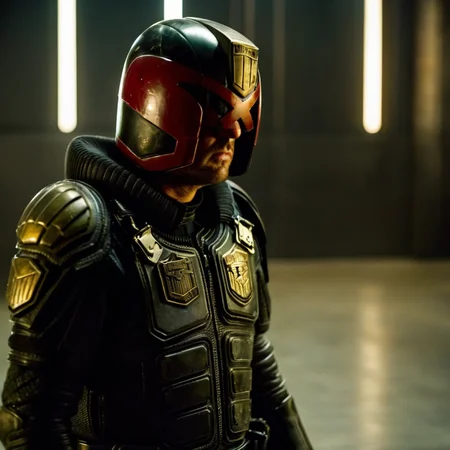 cinematic film still of <lora:Judge Dredd:1>
Judge Dredd a man in a black leather armor with a helmet on, shallow depth of field, vignette, highly detailed, high budget, bokeh, cinemascope, moody, epic, gorgeous, film grain, grainy
