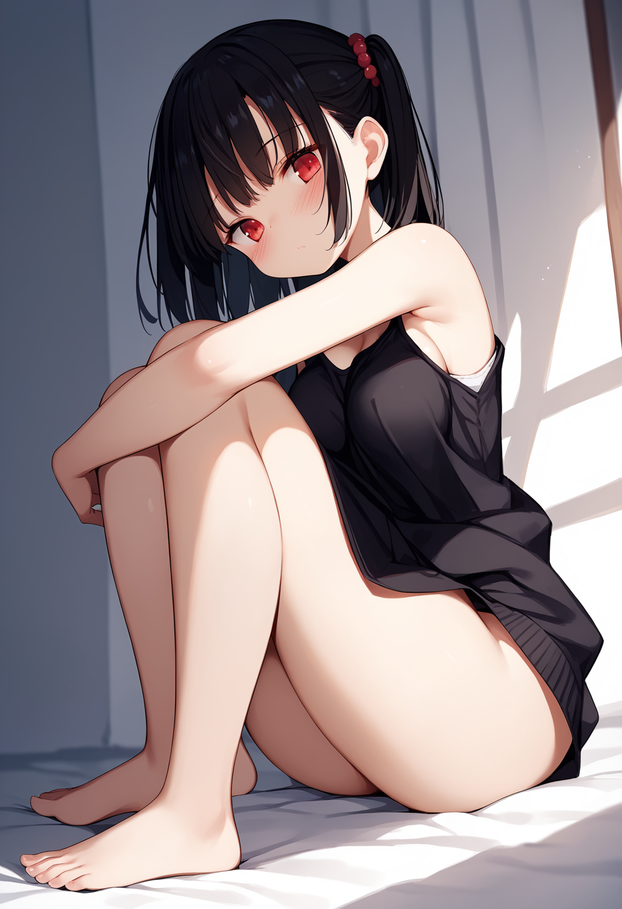 score_9, score_8_up, score_7_up,source_anime,rating_explicit,uncensored,anatomically correct,best perspective BREAK
<lora:ã³ã­ã¤(binetsu)style:0.8> binetsustyle
1girl, black hair, red eyes, 
blush, petite, bare legs, barefoot,