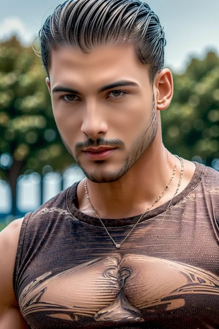 <lora:BrazilManAmazon_V1.0:1>, (photorealistic:1.4), (masterpiece:1.4),(best quality:1.4)(high_resolution:1.1) , (1man, (brown eyes), wearing casual clothing, t-shirt), ((upper body)), ((realistic hair:1.2)), ((thin beard)),
<lora:muscle_slider_v1:2>,
<lora:weight_slider_v2:-1>,
<lora:hair_length_slider_v1:1>,
<lora:Background_Detail_v3:0.4>,
<lora:add_detail:0.5>